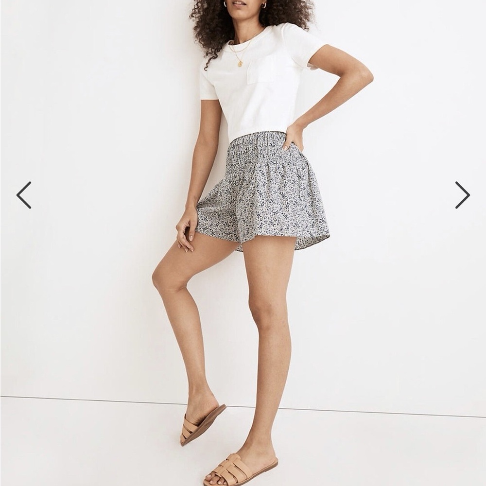 Madewell White Tee and Floral Shorts Outfit